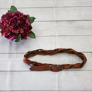 American Eagle Belt Brown Leather Braided Thick M